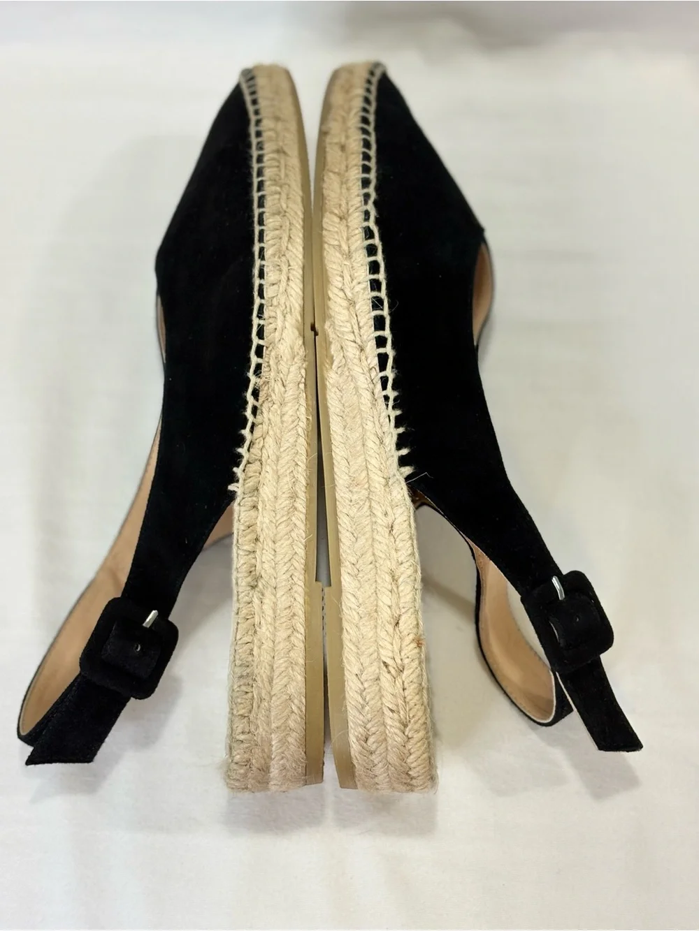 BODEN Black Suede Espadrille Slingback Flats SZ 41 = SZ 10 EUC $98